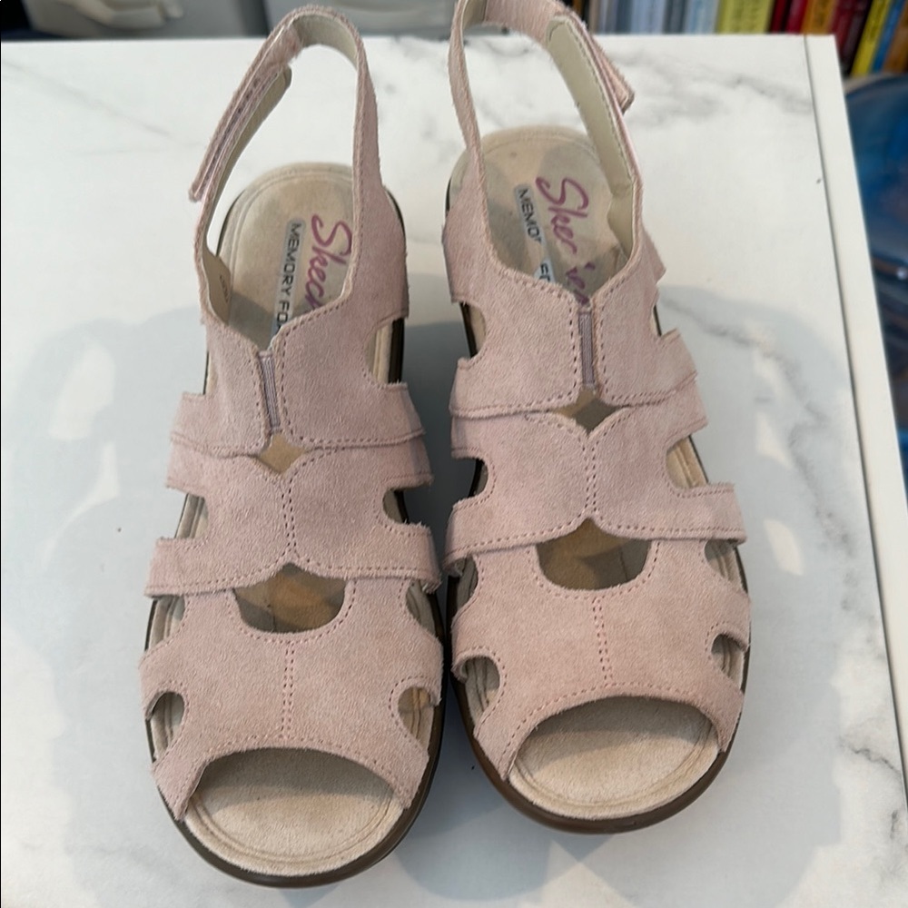 Skechers Pink suede Sandals, size 6 1/2